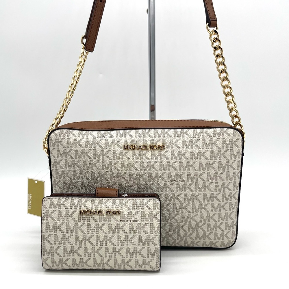 Michael Kors EW Crossbody Bag & Medium Signature Logo Wallet